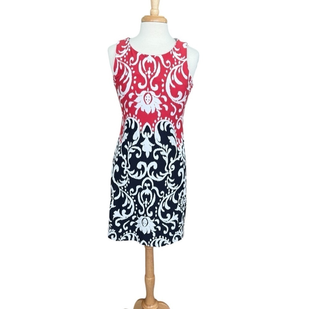 Charter Club Womens Dress in Red and Blue Pattern Size PL